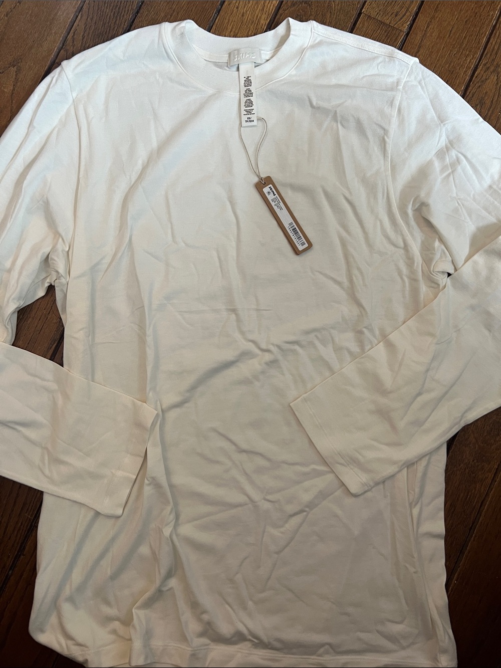 SKIMS White Boyfriend Long Sleeve T-Shirt Size XS New With Tags NWT